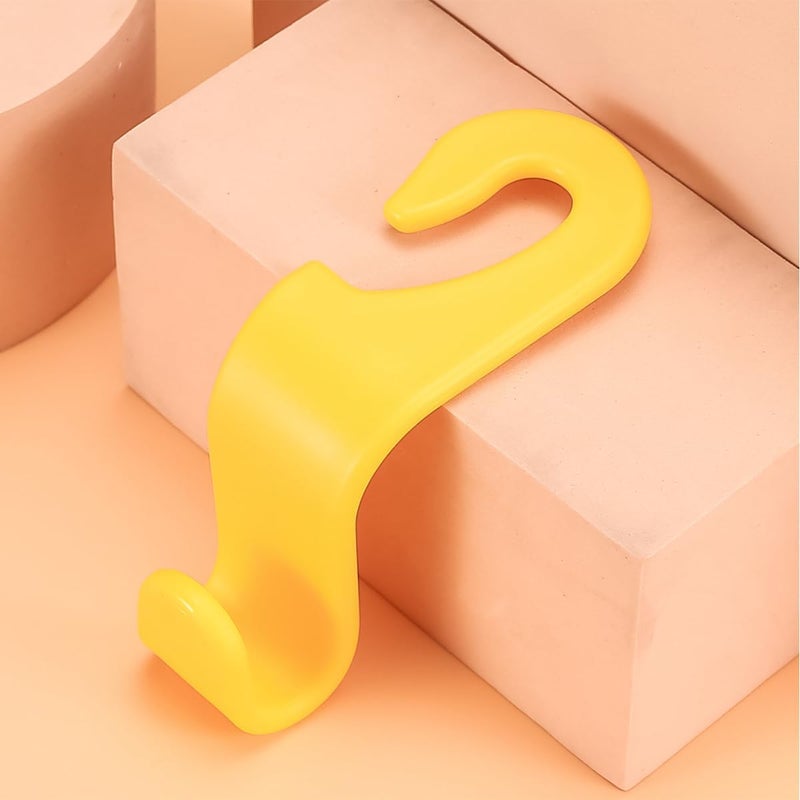Hanemia 4PCS Car Back Seat Headrest Hooks, Rear Car Seat Storage Headrest Hanger Holder Hooks Organizer, Universal Auto Interior Accessories for Bag Purse Handbag Cloth Coats Grocery (Yellow) - Image 2